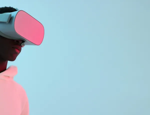 person wearing VR headset